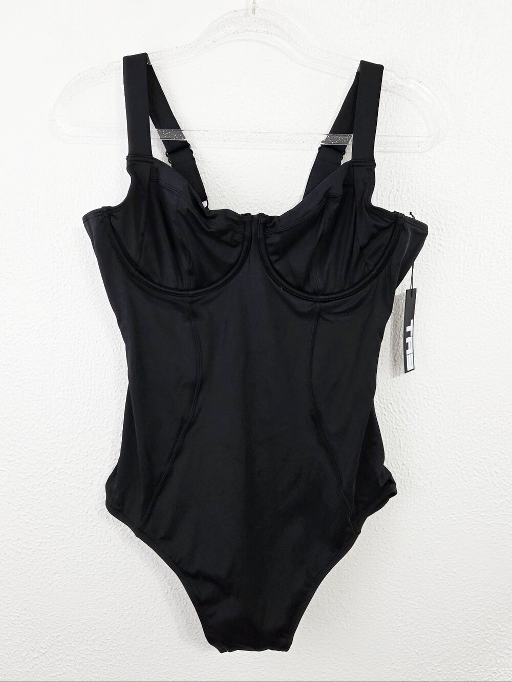 TA3 Lifty one piece swimsuit black lace up corset slimming women's XL B/C NWT - Picture 3 of 5